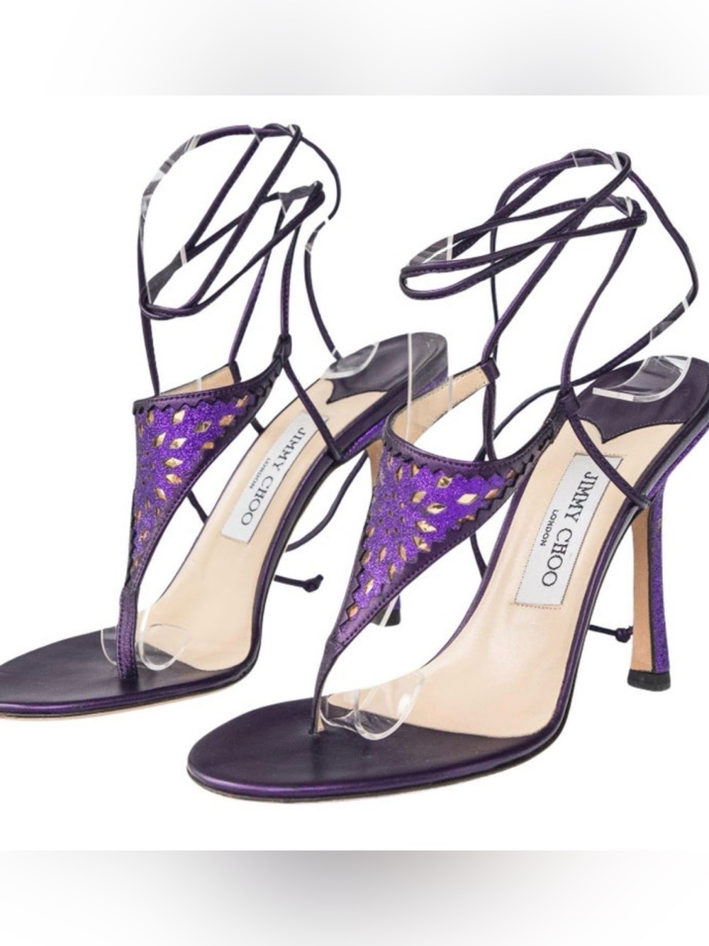 Jimmy Choo purple lace-up thong heels - Size 38